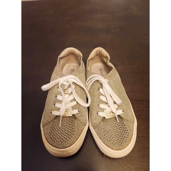 Michael Kors‎ Gold Glitter Sneakers Slip On Casual Shoes Girls Size 4 - Picture 4 of 7